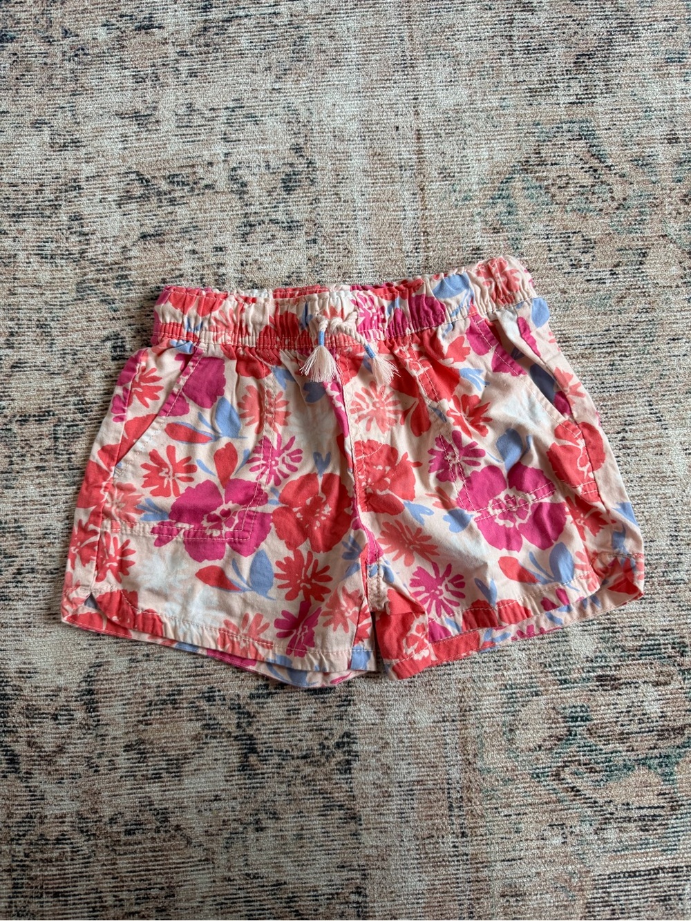 GAP Floral Drawstring Shorts — Pink Red Blue